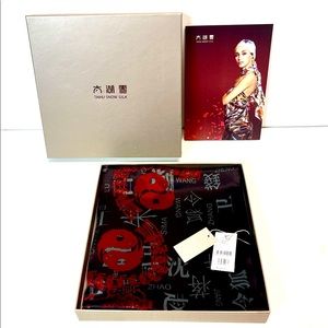 NEW Taihu Snow Silk 100% silk scarf Japanese Chinese pattern 72”x13”